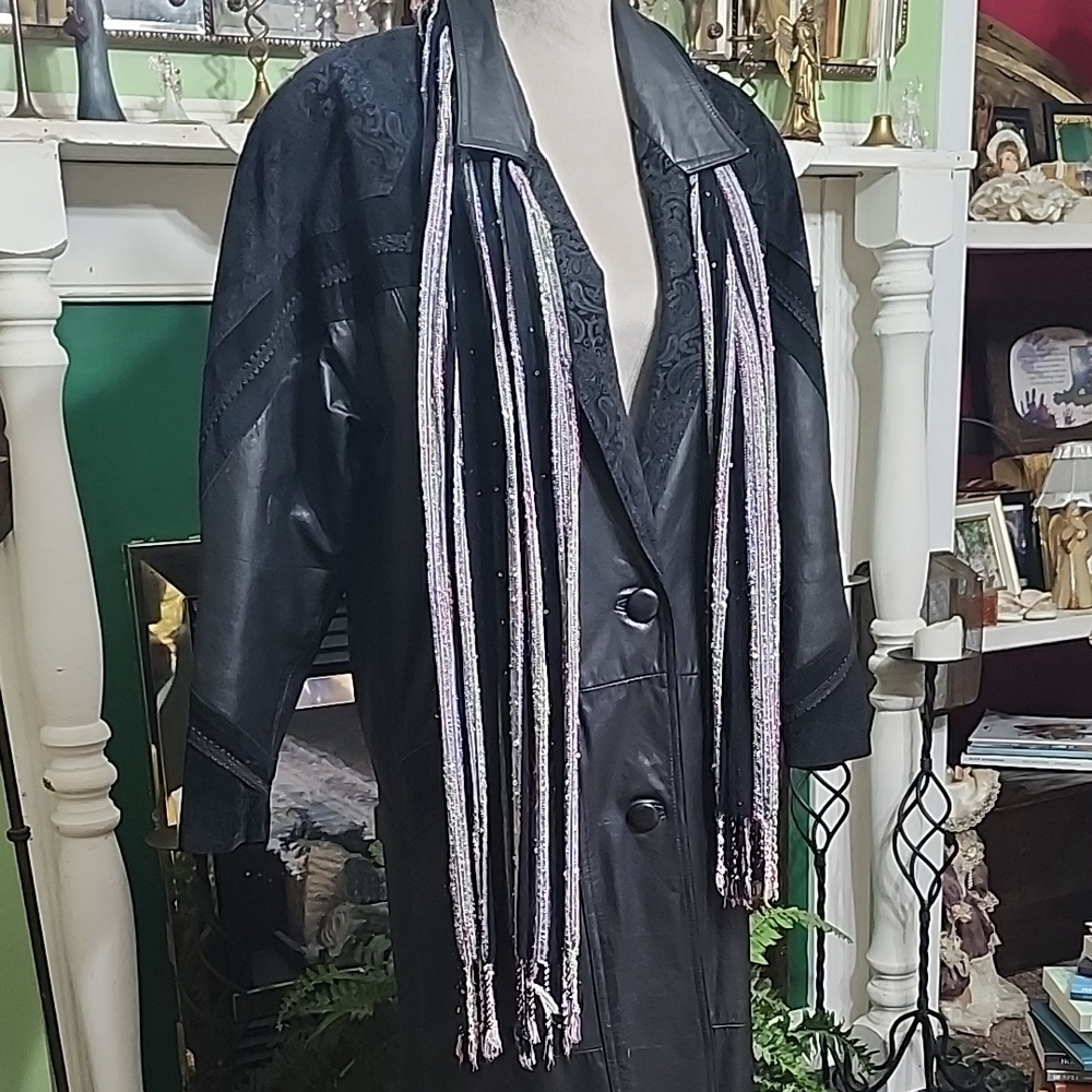 Vintage Black Leather Trench